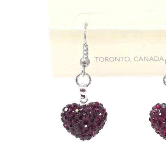🎁🎅HOLIDAY TREASURES! Petite Ruby Swarovski Crystal Heart Earring - Picture 2 of 2